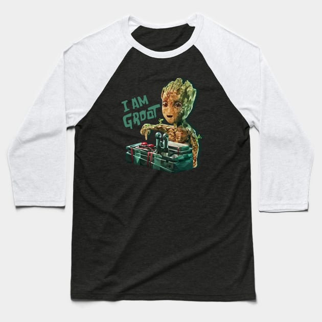 Groot with Bomb (Low Poly) Baseball T-Shirt by |NAME|